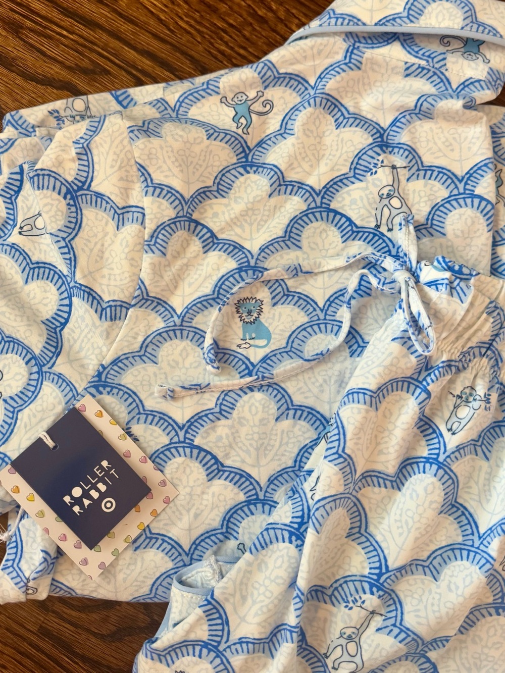 Roller Rabbut Pajamas Blue & White Printed Set- Size Large - Picture 6 of 7